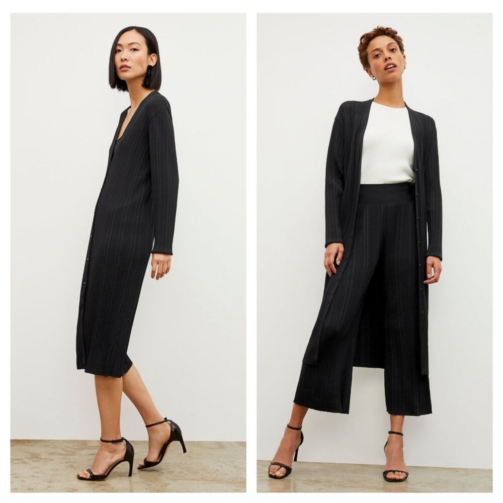 M.M. Lafleur The Molly Midi Cardigan Textured Knit Black Medium